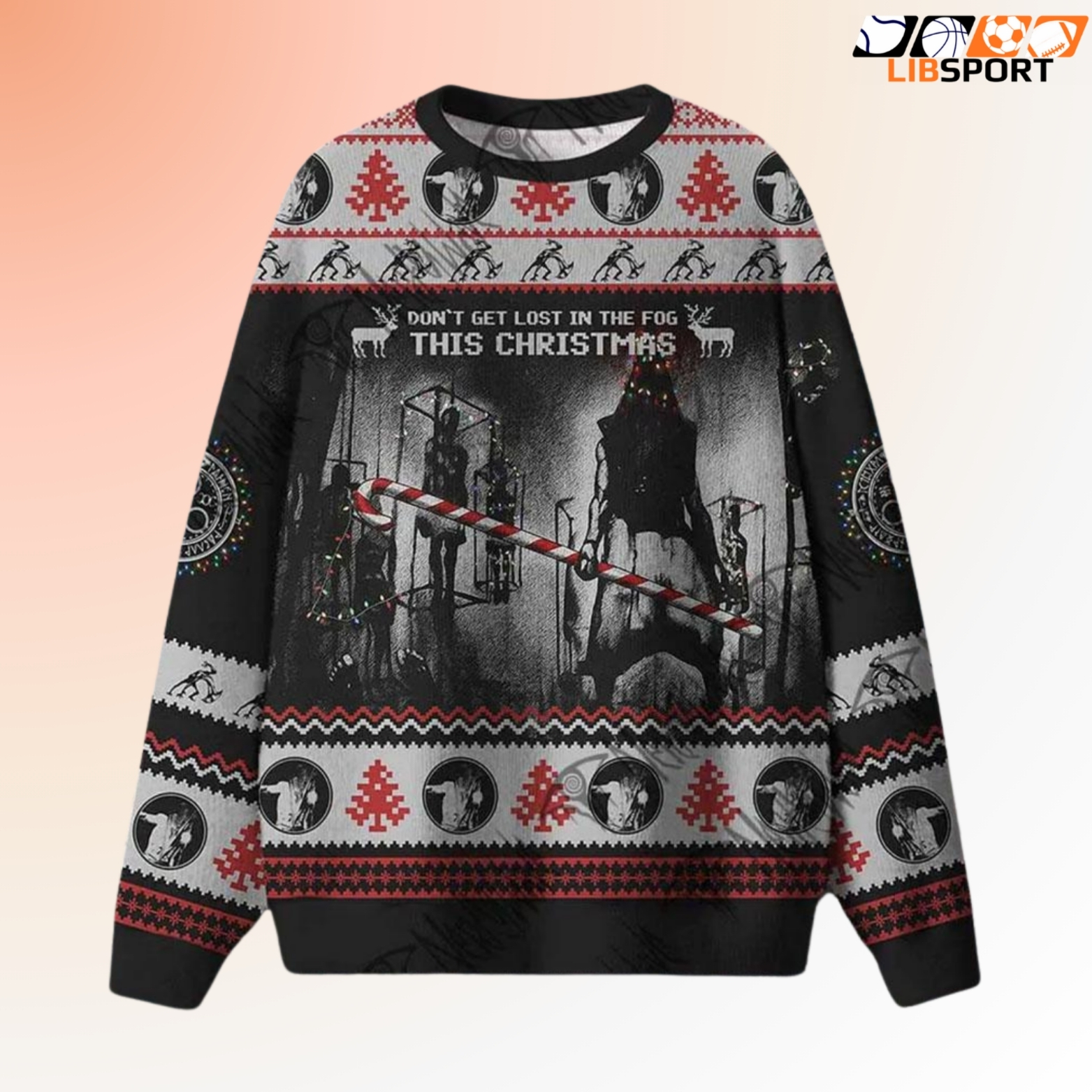 Fog Monster Ugly Christmas Sweater, Horror Game Inspired Sweatshirt, Funny Gamer Xmas Crewneck